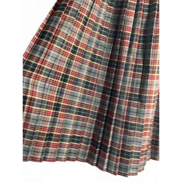 House Of Fraser Vintage Pleated Plaid Skirt Size 18 - Picture 4 of 7